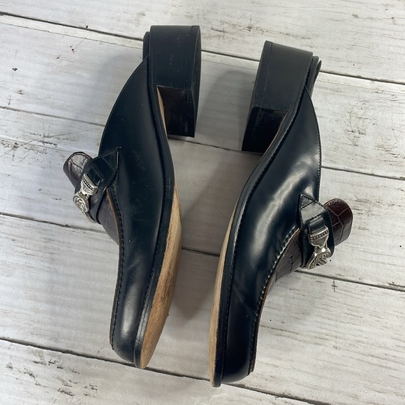 Brighton Classic Brown and Black Metal Embellished Leather Mules - Picture 6 of 11